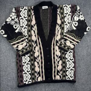Keren Women’s Vintage 80’s/90’s Cardigan Thick Floral Cable Knit Size 20 -USA